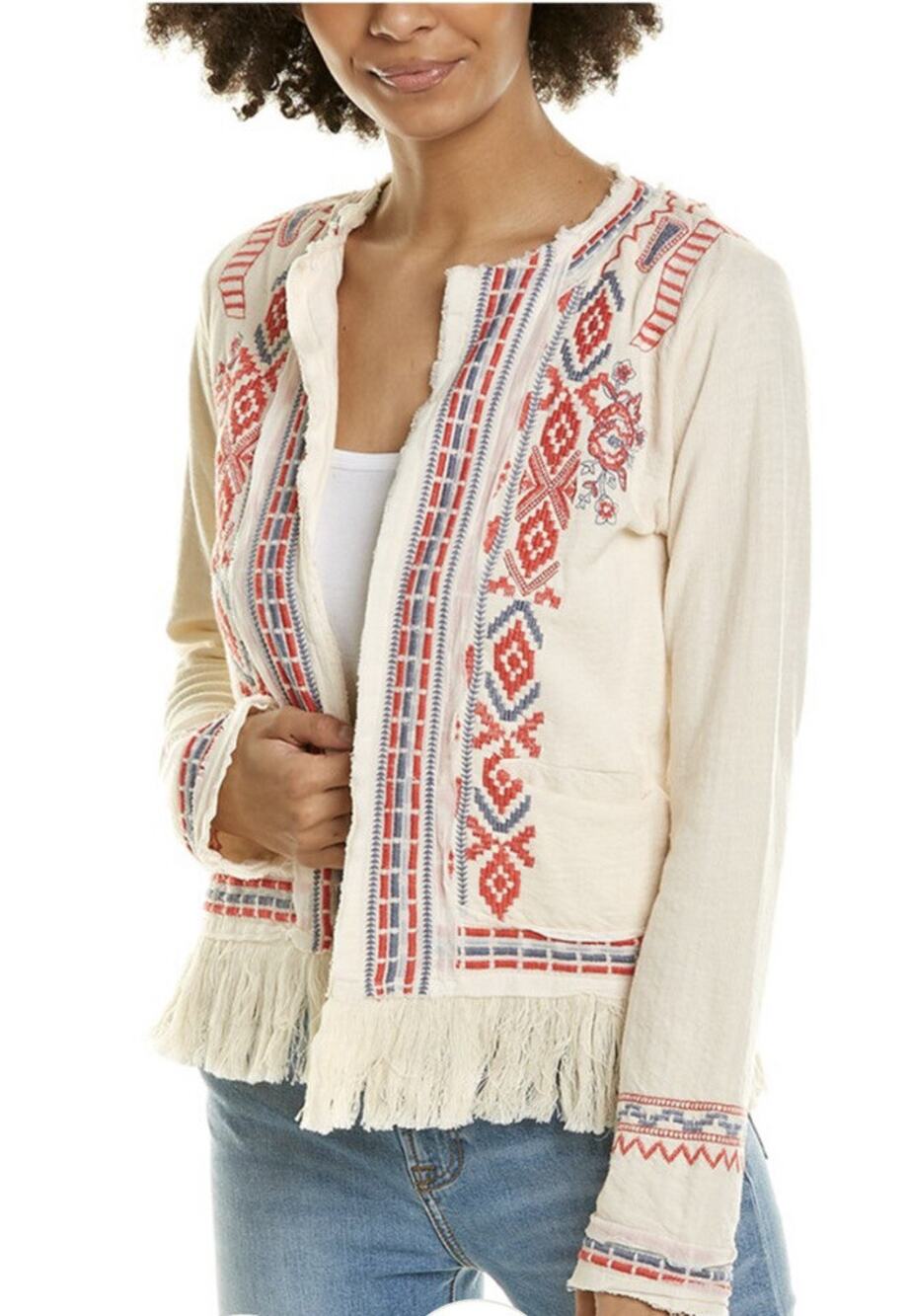 NWT JOHNNY WAS YATZIL Fringe JACKET Size XS Women Color VAN A001867‎